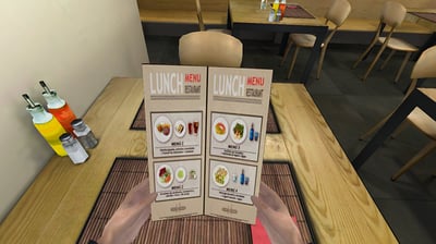 Restaurant Virtual Reality environment Menu